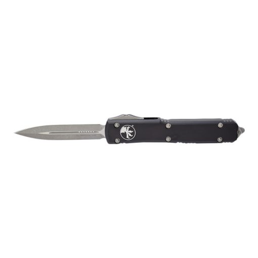 Microtech Ultratech D/E Apocalyptic M390 Blade OTF Automatic Knife Black Handle Front Side Open