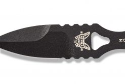 Benchmade Mini SOCP Black Cerakote 440C Fixed Blade Edge Close Up