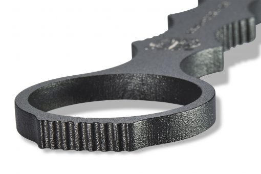 Benchmade Mini SOCP Black Cerakote 440C Fixed Blade Ring Close Up