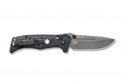 Benchmade Mini Adamas FPR Tungsten Grey Cerakote Blade Black G-10 Handle Back Side Open