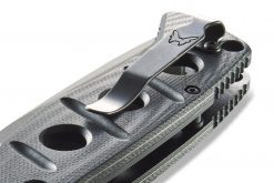 Benchmade Adamas Grey CPM-CruWear Blade Black G-10 Handle Clip Close Up