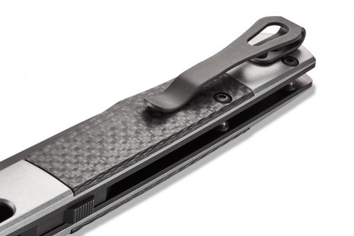 Benchmade Auto Fact FPR Black DLC Blade Aluminum/Carbon Fiber Handle Back Side Closed Close Up