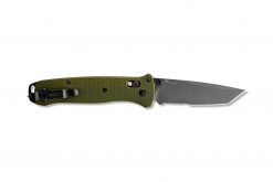 Benchmade Bailout Grey CPM-3V Combo Tanto Blade Woodland Green Aluminum Handle Back Side