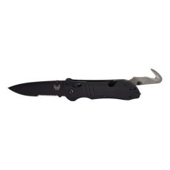 Benchmade Tactical Triage Black Combo Blade Black G-10 Handle Front Side Open