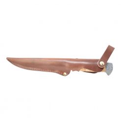 White River Fillet Knife 440C Blade Cork Handle Back Side Sheathed