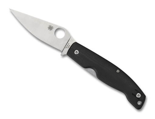 Spyderco Pattadese M390 Blade Black G-10 Handle Front Side Open