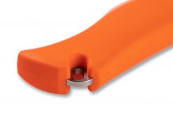 Benchmade Meatcrafter CPM-154 Blade Orange Santoprene Handle Handle Close Up 2