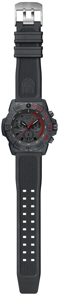 Luminox Navy SEAL Chronograph 3580 Series 3581.EY Black/Red/Black Front Side Open Center