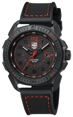 Luminox ICE-SAR ARTIC 1000 Series - CARBONOX 1002 Black/Red Front Side Closed Angled