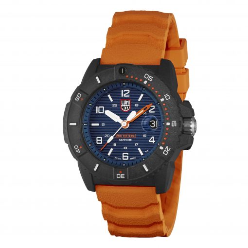 Luminox Navy SEAL 3600 Series 3603 Blue/White/Orange Front Side Closed Angled