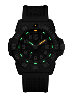 Luminox Navy SEAL 3500 Series 3501.L Black/White Front Side Center Night
