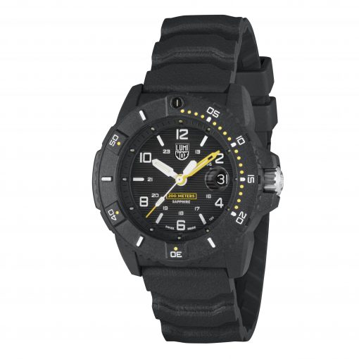Luminox Navy SEAL 3600 Series 3601 Black/White/Yellow Front Side Closed Angled