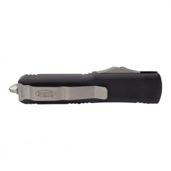 Microtech UTX-85 D/E Stonewash OTF Automatic Knife Black Handle Back Side Closed