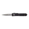 Microtech Ultratech Bayonet Stonewash OTF Automatic Knife Black Handle Front Side Open
