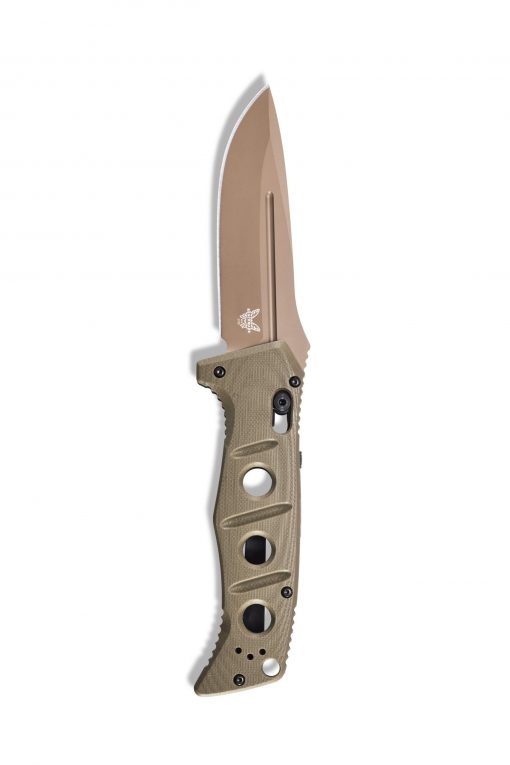 Benchmade Auto Adamas Flat Earth CPM-CruWear Blade OD Green G-10 Handle Front Side Open Up