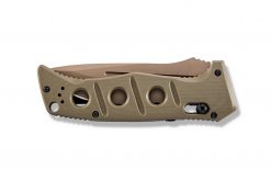 Benchmade Auto Adamas Flat Earth CPM-CruWear Combo Blade OD Green G-10 Handle Front Side Closed