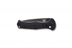 Benchmade Claymore Auto D2 Combo Blade Black Grivory Handle Front Side Closed