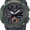 G-Shock Analog Digital Men's Watch OD Green GA2000-3A Front Side Closed Center Angled