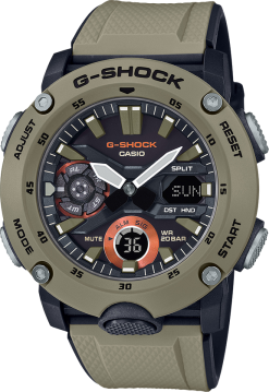 G-Shock Analog Digital Men's Watch Brown GA2000-5A Front Side Closed Center Angled