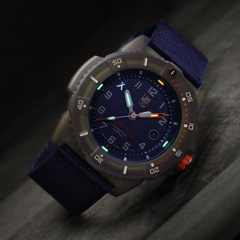 Luminox Bear Grylls ECO Series Limited Edition 3703 Bronze/Blue Front Side Closed With Background