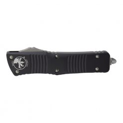 Microtech 142-4 Combat Troodon Satin Finished Double Edge Blade OTF Black Aluminum Handle Front Side Closed