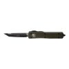 Microtech UTX-70 OTF Automatic Knife Black T/E Blade OD Green Aluminum Handle Front Side Open