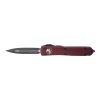 Microtech Ultratech OTF Automatic Knife D/E Black Blade Merlot Red Aluminum Handle Front Side Open