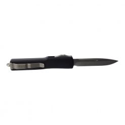 Microtech UTX-70 OTF Automatic Knife Black S/E Blade Black Aluminum Handle Back Side Open