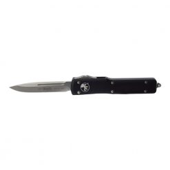 Microtech UTX-70 OTF Automatic Knife Black S/E Blade Black Aluminum Handle Front Side Open