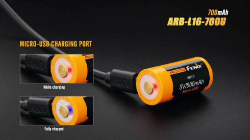 Fenix ARB-L16-700U USB Rechargeable Li-ion 16340 Battery - 700mAh Infographic 2