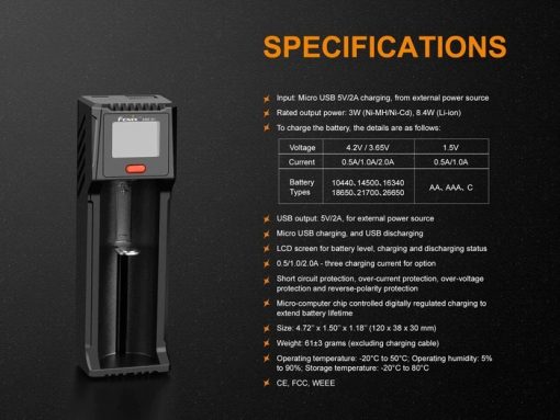 Fenix ARE-D1 Single Channel Smart Battery Charger Infographic 8