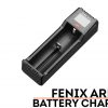 Fenix ARE-D1 Single Channel Smart Battery Charger Front Side Angled With Title