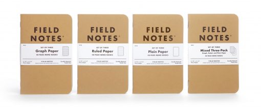 Four Field Notes Original Kraft Ruled Paper Notebook 3 Packs (48 Pages) lined in brown paper.