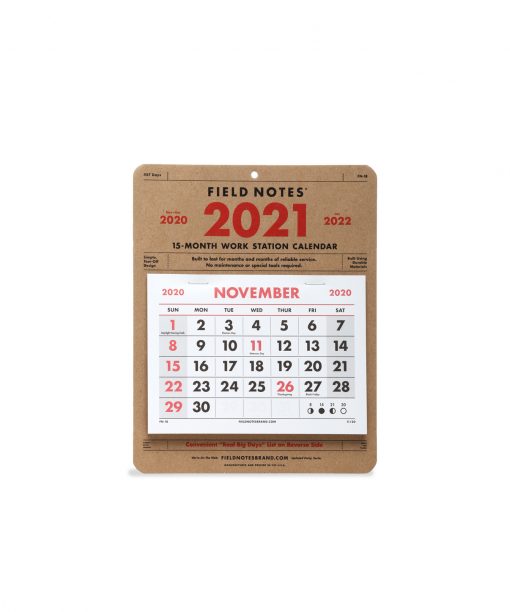 Field Notes 15-Month Workstation Calendar (Nov 2020 - Jan 2022) Front Side Center