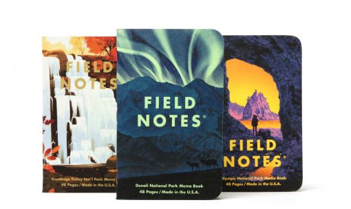 Field Notes National Parks Series E Denali/Cuyahoga/Olympic - Graph Paper Memo Book 3 Pack (48 Pages) Front Side Center All