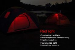 Fenix CL25R Black LED Rechargeable Lantern - 350 Lumens Infographic Red Light