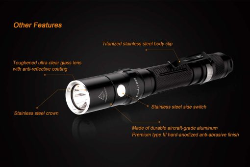 Fenix LD22 LED Flashlight - 300 Lumens Infographic Features
