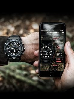 G-Shock Master of G MUDMASTER OD Green GGB1001A3 Front Side Closed With App And Model