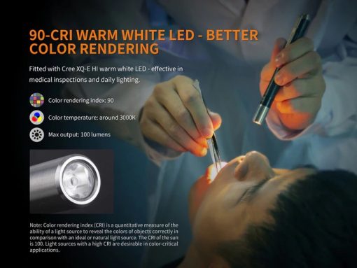 Fenix LD05 V2.0 EDC LED Flashlight with UV Lighting - 100 Lumens Infographic 6