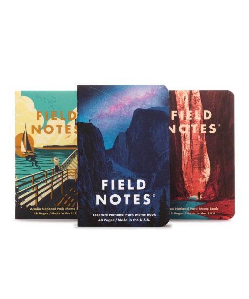 Field Notes National Parks Series A Yosemite/Zion/Acadia - Graph Paper Memo Book 3 Pack (48 Pages) Front Side Center Separate