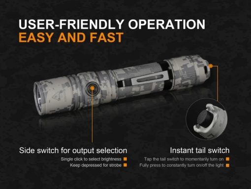 Fenix PD35 V2.0 Digital Camo Edition Tactical Flashlight - 1000 Lumens Infographic 12