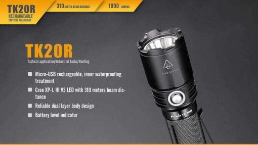 Fenix TK20R Rechargeable LED Tactical Flashlight - 1000 Lumens Infographic 4