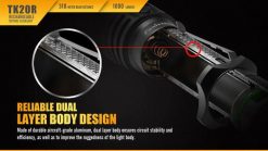 Fenix TK20R Rechargeable LED Tactical Flashlight - 1000 Lumens Infographic 8