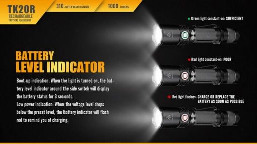 Fenix TK20R Rechargeable LED Tactical Flashlight - 1000 Lumens Infographic 9