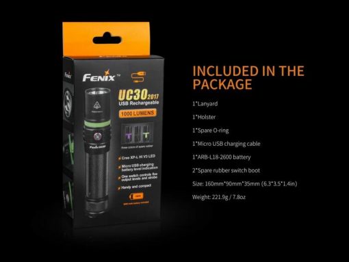 Fenix UC30 LED Rechargeable Flashlight - 1000 Lumens Infographic 5