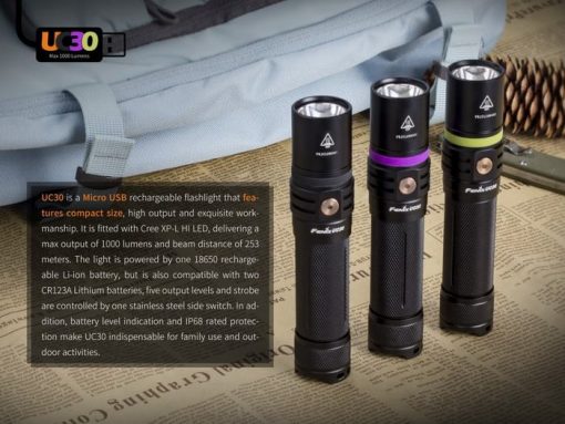 Fenix UC30 LED Rechargeable Flashlight - 1000 Lumens Infographic 8