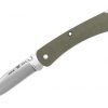 Buck Knives 110 Slim Hunter Pro S30V Clip Point Blade - OD Green Canvas Micarta Handle Front Side Open