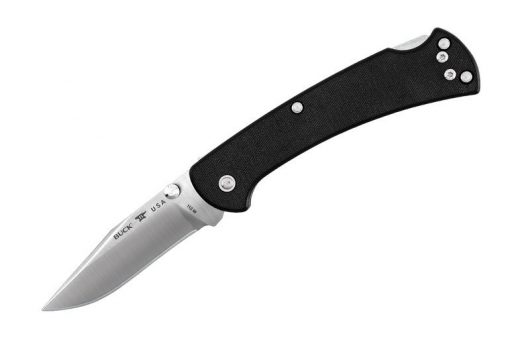Buck Knives 112 Slim Ranger Pro S30V Clip Point Blade - Black G-10 Handle Front Side Open