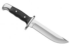 Buck Knives 124 Frontiersman Fixed 420HC Straight Back Bowie Blade - Black Micarta Handle Back Side
