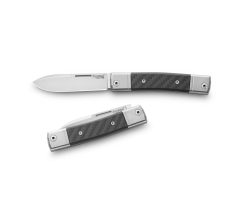 LionSteel BestMan M390 Blade Carbon Fiber Handle Front Side Open and Front Side Closed